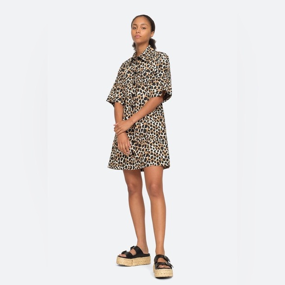Sea New York Dresses & Skirts - Sea New York | Apollo Giraffe Animal Print Mini Button Front Shirt Dress